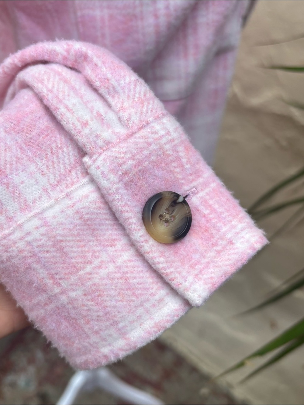 BEACH LUNCH LOUNGE Pink Plaid Button-Front Shacket - Picture 6 of 10